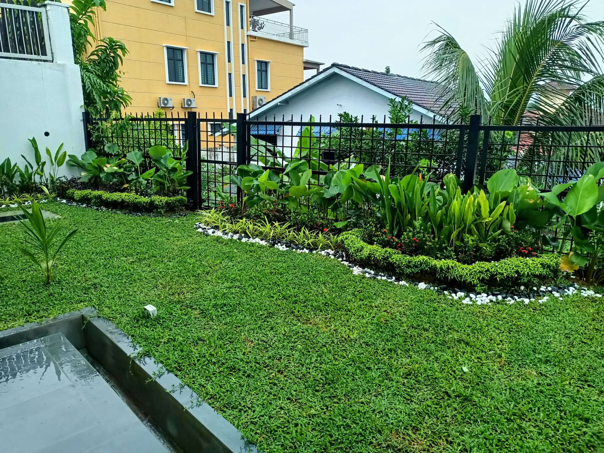 Real Grass and Flower Combination in Gardens Harmonious and Picturesque Setting